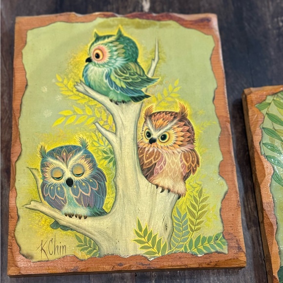 Vintage Owl Prints Decoupage on Wood Boards by K Chin - Picture 4 of 5